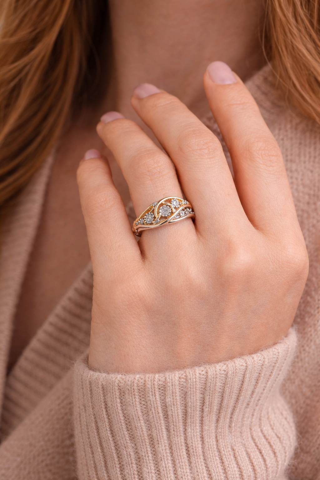 Hollow Gold & Silvered Ring